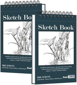 5.5" x 8.5" Sketchbook Set, Top Spiral Bound Sketch Pad, 2 Packs 100-Sheets Each (68lb/100gsm), Acid Free Art Sketch Book Artistic Drawing Painting Writing Paper for Beginners Artists