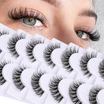 False Eyelashes Natural Look Eye Lashes Wispy CC Curl Russian Eyelashes 14mm Clear Band Strip Lashes That Look Like Extensions Cat Eye Lashes Pack 7 Pairs by Goddvenus