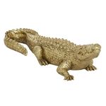 Deco 79 Polystone Crocodile Decorative Sculpture Home Decor Statue, Accent Figurine 16" x 5" x 4", Gold