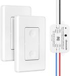 DEWENWILS Wireless Light Switch and Receiver Kit, Remote Control Wall Switch Lighting Fixture 3 Way for Ceiling Lights, Fans, Lamps, No Wiring, Expandable, 100ft RF Range, (2 Switches and 1 Receiver)