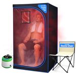 SereneLife Portable Steam Sauna for Home, Compact Sauna Tent with 4L Steamer, Folding Sauna Chair, Personal Rejuvenation Spa, 9 Heat Levels, Remote Control, Spacious In-Home Sauna, 71" x 35" (Black)