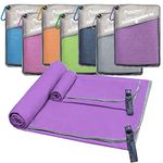 SYOURSELF 2 Pack Microfiber Travel Towel, Quick Dry Towel Beach Towel, Soft Absorbent Compact Camping Yoga Sweat Towel for Gym Swim Travel Camping Hiking Backpack Accessories (XL:72"x32"+12"x24")