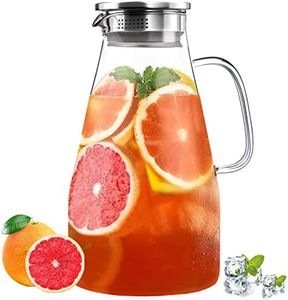 3 Quart Glass Pitcher with Lid,96 oz -Iced Tea Pitcher, Juice, Milk, Coffee, Lemonade - Borosilicate Boiling Glassware - Hot & Cold Beverages Christmas Gift,New Year Gift