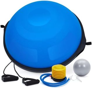 25In Half Balance Ball with Non-Slip Base, 1600Lb Capacity Stability Trainer for Core Workouts, Includes Resistance Bands, Pump, and Bonus Ball, for Home Gym Strength & Stability Workouts