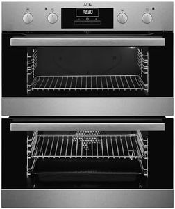 AEG 6000 Built Under Electric Double Oven DUB331110M, 45L Capacity, 720x600x550 mm, Multilevel Cooking, Anti-fingerprint, LED Display, Catalytic Cleaning, Stainless Steel