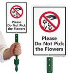 SmartSign 10 x 7 inch “Please Do Not Pick The Flowers” Yard Sign and Stake Kit, 40 mil Laminated Rustproof Aluminum, Black/Red on White, Set of 1, Made in USA