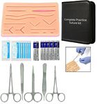 Complete Suture Practice Kit For Medical Students, Vets & Nurses for Training And Practice, Reusable True Skin Feel Silicon Suturing Pad With Multiple Precut Wounds And Tool Kit 6 Threads 5 Blades