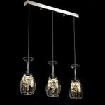 YBIOK Pendant Light Fixtures Luxury 3-Light Led Crystal Chandelier Wine Glass Shape 3 Color Dimming Hanging Light Fixture Ceiling Mount Decorative Brushed Nickel Pendant Light