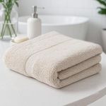 Earthy Fables Premium Bath Towel - 100% Combed Cotton, 600 GSM, Ultra Soft, Quick Dry and Highly Absorbent for Home, Travel and Acne-Prone Skin, 150 x 75 cm, Beige