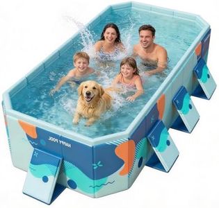 COBOPANDA Large Foldable Family Swimming Pool for Kids & Dogs, 115" L x 65" W x 21.5" D Hard Plastic Square Pool with Reinforced Sidewalls and Easy Setup for Backyard