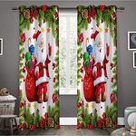 GYANTITEXTURE Door Curtains 7Ft for Living Room, Christmas Decoration Panels for Home Bedroom Kids Room, 3D Digital Xmas Curtains with Eyelet Rings (4x7 Feet, 2 Piece)