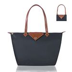 BOJLY Women Tote Bag,Stylish Waterproof Nylon Ladies Shoulder Bag, Folding Beach Travel Bag for Work,Shopping, Grey Large