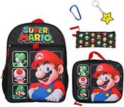 Super Mario Bros Character Grid 16 Youth 5-Piece Backpack Set