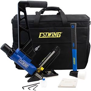 Estwing EFL50Q Pneumatic 2-in-1 15.5-Gauge and 16-Gauge 2" Flooring Nailer and Stapler Ergonomic and Lightweight Nail Gun for Hardwood Flooring with Interchangeable Base Plates, No-Mar Feet and Mallet
