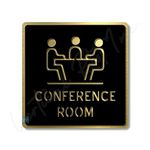 Vertical Root Inc® Premium Brush Gold Finish Acrylic Conference Door Sign Easy to Mount 3M Self-Adhesive Tape Signage for Hotel Office Resort Society Corporate Business Hospital