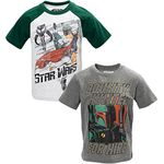 STAR WARS Boba Fett Young Jedi Adventures 2 Pack T-Shirts Toddler to Big Kid, Grey, 7-8