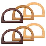 Wooden Purse Handles D Shape Wooden Bag Handle Replacement Handbag Purse Handle for Handmade Beach Bag Handbags Straw Bag Purse Handles 6 Pcs