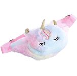 Adson Women Girls Kids Fluffy Fashion Makeup Bag Waist Bag Unicorn Fanny Pack Tie Dye Rainbow Waist Pack Crossbody Purse Chest Bum Belt Bag(Multi Colour)