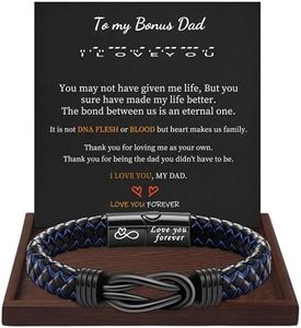 Gifts for Bonus Dad Birthday Gift Leather Bracelet for Men Infinity Knot Black Braided Bracelets Valentines Day Gifts for Dad Jewelry