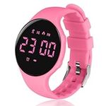 flintronic LED Pedometer Watch, LED Digital Waterproof Pedometer Watch, Non-Bluetooth Led Fitness Tracker Watch, Pedometer Watch with LCD Large Numbers, Great Gift for Teen Children-Pink