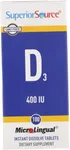 Superior Source Vitamin D3 400 IU - Offers Immune System, Brain & Nervous System Support - Aids Calcium Absorption for Teeth & Bone Health - Bariatric Friendly - 100 Sublingual Dissolving Tablets
