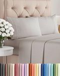 Full Size Sheet Set - 4 Piece Set - Hotel Luxury Bed Sheets - Extra Soft - Deep Pockets - Easy Fit - Breathable & Cooling - Wrinkle Free - Comfy – Light Grey Bed Sheets - Fulls Sheets - 4 PC