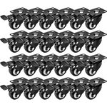 Online Best Service 24 Pack Swivel 1.5" Caster Wheels Rubber Base with Top Plate & Bearing Heavy Duty with Total Lock Brake (24 Pack WITH Brake)