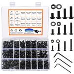 780 Pcs Hex Socket Head Cap Screws Bolts and Nuts and Washers Kit, M3 M4 M5 Black Pan Head Hex Socket Button Screws Nuts and Bolts, Threaded Machine Hex Screws Bolts and Nuts and Washers Set