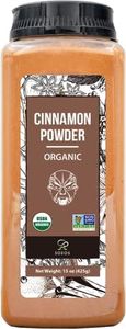 Soeos Organic Cinnamon Powder, Cinnamon, Ground Cinnamon, Cinnamon Sticks, 100% Raw, Non-GMO, Kosher Certified, Cinnamon Seasoning Spice for Coffee, Baking, Cooking and Beverages 15 oz (425g)