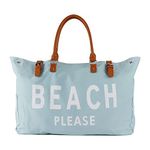 Beach Bag with Leather Handle, Extra Large Beach Tote Bag for Women Waterproof,Blue