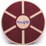 Yes4All B62R Wooden Wobble Balance Board – Exercise Balance Stability Trainer 40 cm Diameter (Red Board)