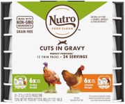 NUTRO PERFECT PORTIONS Grain Free Natural Adult Wet Cat Food Cuts in Gravy Real Turkey and Real Chicken Recipes Variety Pack