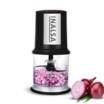 INALSA Electric Chopper Bullet-400 Watts with 100% Pure Copper Motor| Chop, Mince, Puree, Dice | Twin Blade Technology|0.5 l Capacity| One Touch Operation, 1.30mtr Long Power Cord (Black/Silver)