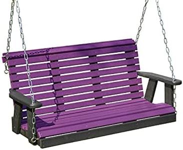 Poly Lumber Wood 5FT Porch Swing Amish Craftsmandship Made in USA HDPE with No wood fibers and 1000 lbs Limit. Stainless Steel Hardware.Signature Rollback design for Patio Outdoor Backyard Garden Park