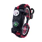 Adjustable Survival Bracelet, 7 Core Paracord 20 in 1 Emergency Sports Wristband Gear Kit with Waterproof LED SOS Light, Compass, Rescue Whistle, Fire Starter Multi-tool for Wilderness Adventure