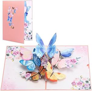ZOOTSING Tarjeta Emergente de Mariposas, Tarjeta de Cumpleaños de Mariposa de Flores 3D para Mujer, Esposa, Niña, Hija, Día de San Valentín, Regalo Del Día de la Madre, Regalo de Cumpleaños