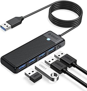 USB 3.0 Hub, ORICO 4-Port USB Hub with 6FT Long Cable, Ultra Slim USB Splitter for Laptop MacBook Pro, iMac, Surface Pro, XPS, PS5，PC, Flash Drive, Mobile HDD(Black/6ft)