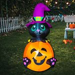 Poptrend Inflatable Halloween Decorations,4.0 FT Inflatable Black cat & Pumpkin Outdoor Halloween Blow Up Yard Decorations Internal LED Lights Halloween Holiday Decorations Home Garden