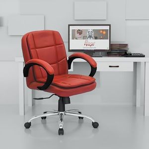 ROSE® Oliveya Leatherette Executive Mid Back Revolving Office Chair with Color Options, Integrated Lumbar Support with Comfortable Seating, 1 Year Warranty (Butterscotch)