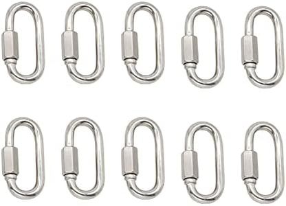 Carabiner Clip WorthPlanet 10 Packs M4/M5/M6/M8 Stainless Steel Oval Carabiner Threaded Quick Link for Carabiner, Hammock, Camping and Outdoor Equipment W060007