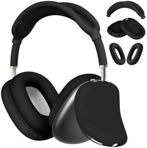 LIRAMARK Soft Silicone 3 in 1 Anti-Scratch Ear Pad Case Cover, Ear Cups Cover and Headband Cover Accessories Protective Skin Case for Airpods Max Headphones (Black)