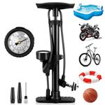 Bike Pump with Pressure Gauge, Bicycle Floor Pump Portable Bike Tyre Pump Stand Pump 160PSI/11Bar High Pressure Bike Air Pump with Presta, Schrader Valves for all Bikes, Road Mountain Bikes & Balls