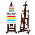 MEEDEN Studio H-Frame Easel: Adjustable Beech Wooden Artist Easel Holds Canvas up to 77" - Painting Easel Movable and Tilting Flat Available for Adult Student Art Gallery - Dark Walnut