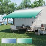 KING BIRD- RV Awning Fabric Replacement,Heavy Duty Weatherproof 18oz Vinyl-Universal Outdoor Canopy for Camper, Trailer, and Motorhome Awnings-Green Fade-14' (Fabric 13' 2")