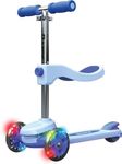 Razor Rollie, 3-Wheel Scooter for Younger Children, Seated and Stand-Up Riding Options, Light Up Wheels for Ages 2 1/2-4, Adjustable Handlebars, Kick Scooter, Blue