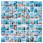 LIIGEMI 70PCS Blue Wall Collage Kit Aesthetic Pictures, Summer Beach Collage Print Kit, Bedroom Decor for Teen Girls, VSCO Girls Bedroom Decor, Aesthetic Posters，70 Set 4x6 Inch (Blue)