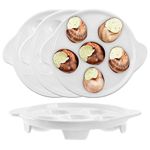 Frcctre 4 Pack Ceramic Escargot Plates with 6 Holes and Handles, 7 Inch Footed Mushroom Seafood Snail BBQ Baking Dish Plates for Home, Kitchen, Restaurant