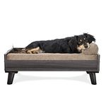 Furhaven Elevated Dog Bed Frame for 30" x 20" Medium Dog Beds, Easy Assembly - Mid-Century Modern Bed Frame - Gray Wash, Medium