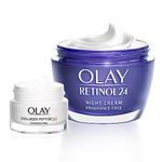 Olay Retinol Moisturiser, Night Cream with Retinoid & Vitamin B3, 50ml, Includes Collagen Peptide24 Travel Size Face Cream, 15ml, Skin Care Sets & Kits, Gifts for Women