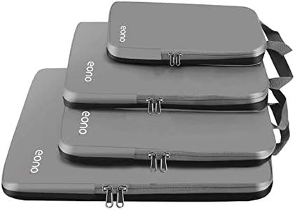 Eono Compression Packing Cubes, Luggage Organiser Set, Extensible Suitcase Organiser, Packing Organisers for Suitcases, Packing Cubes for Travel or Home Storage - Grey, 4 Set